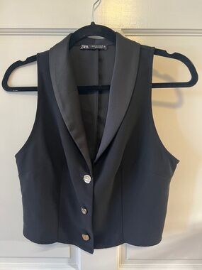 Zara Satin Collar tuxedo Vest
